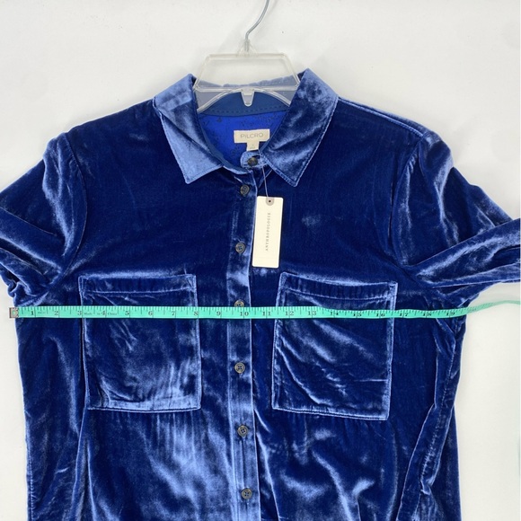 Anthropologie Pilcro Blue Velvet Button down long sleeve size S - Picture 9 of 12